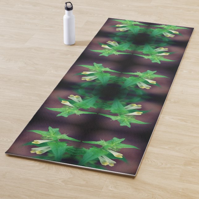 Tiny White Wildflower Close Up Abstract Yoga Mat (In Situ)