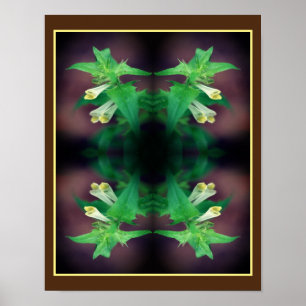Tiny White Wildflower Close Up Mirror Abstract Poster