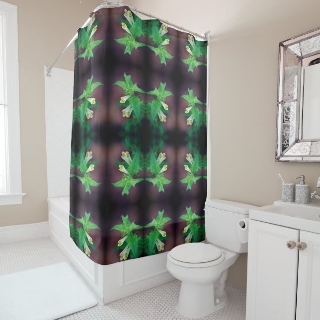 Tiny White Wildflower Close Up Pattern Shower Curtain (In Situ)