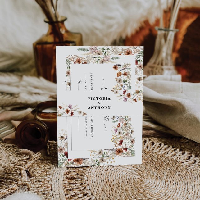 Tiny Wildflower Wedding Belly Band Invitation Belly Band (Creator Uploaded)