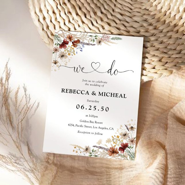 Tiny Wildflower Wedding Ceremony Invitation (Creator Uploaded)