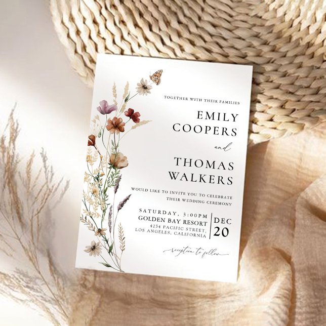 Tiny Wildflower Wedding Ceremony Invitation (Creator Uploaded)