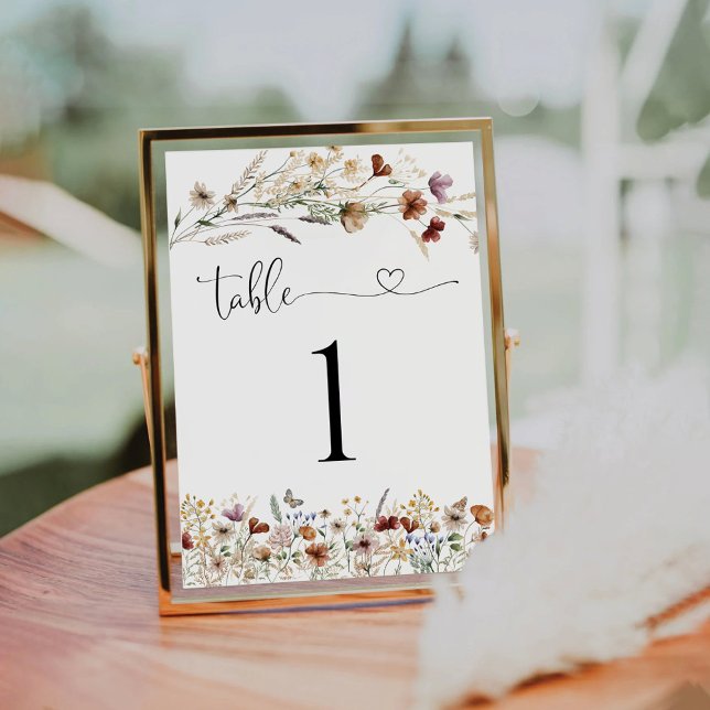 Tiny Wildflower Wedding Table Number (Creator Uploaded)