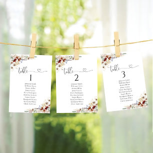Tiny Wildflower Wedding Table Seating Chart Cards