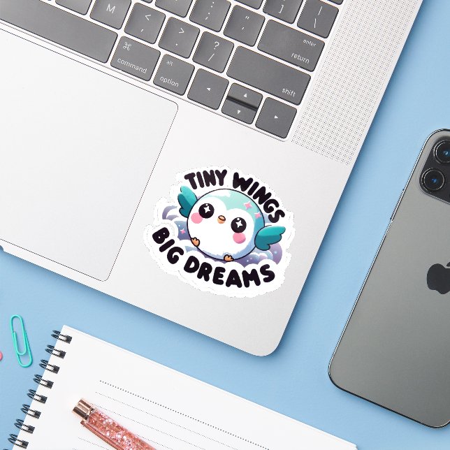 Tiny Wings Big Dreams Sticker (Laptop w/ iPhone)