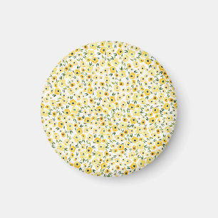 Tiny Yellow Flowers: Watercolor Seamless. Magnet