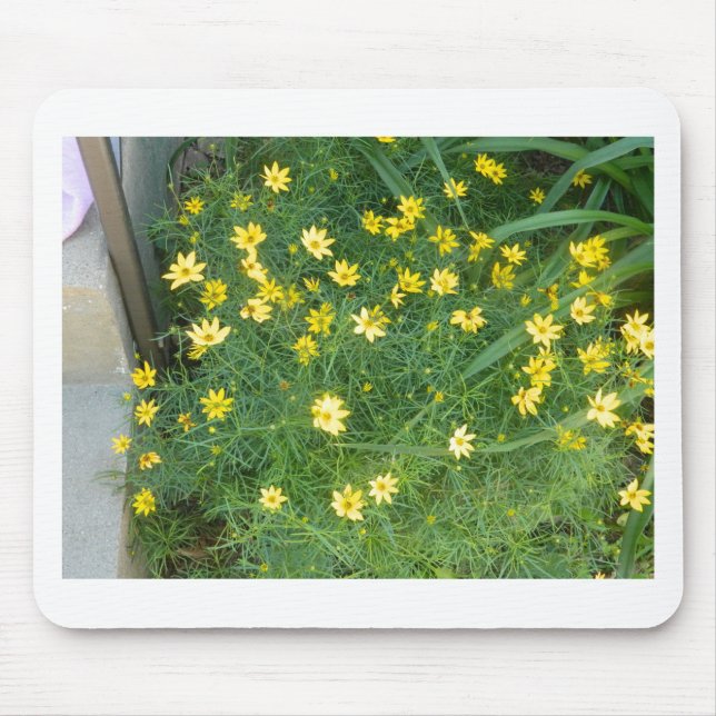 Tiny yellow flowers with greenery mouse mat (Front)