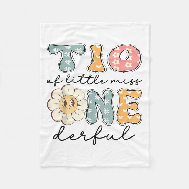 Tio Of Little Miss Onederful 1st Birthday Girl Dai Fleece Blanket (Front)