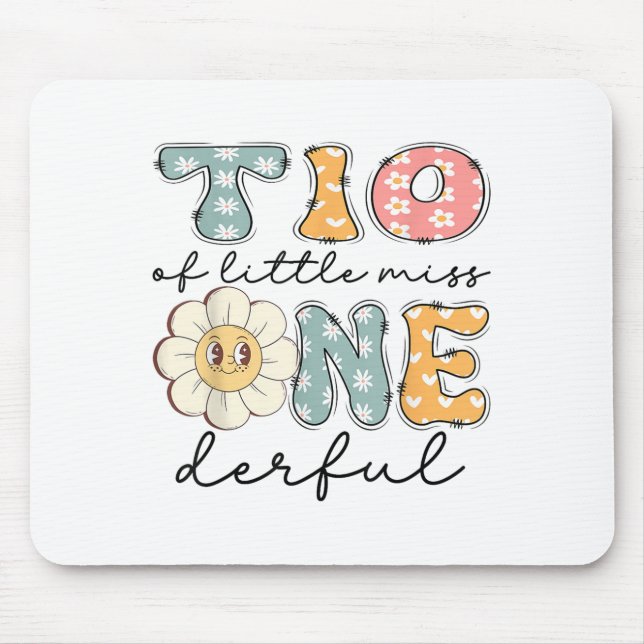 Tio Of Little Miss Onederful 1st Birthday Girl Dai Mouse Mat (Front)