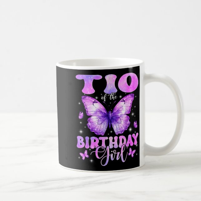 Tio Of The Birthday Girl Butterfly Funny Family  Coffee Mug (Right)
