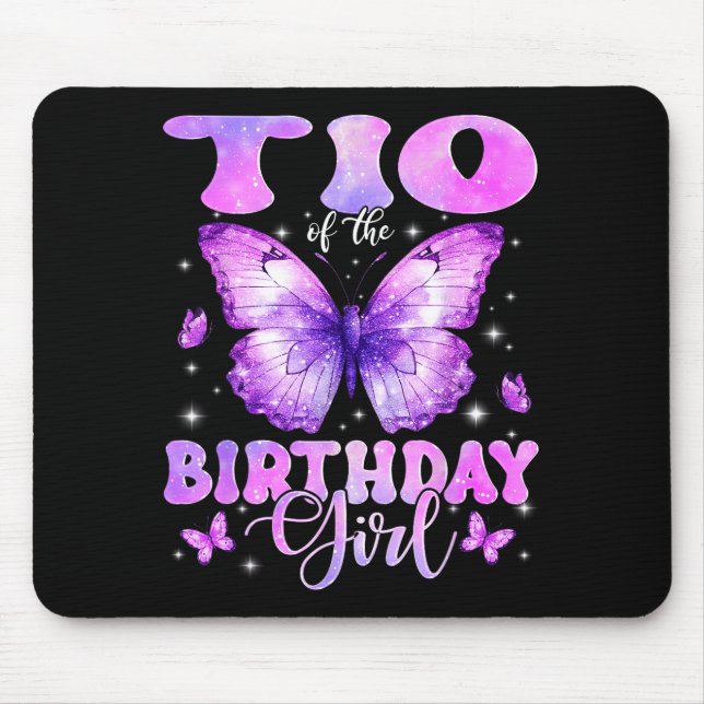 Tio Of The Birthday Girl Butterfly Funny Family  Mouse Mat (Front)