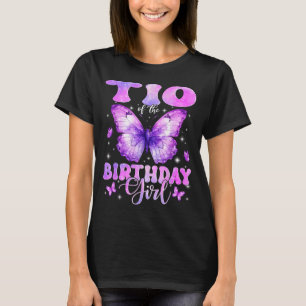 Tio Of The Birthday Girl Butterfly Funny Family  T-Shirt