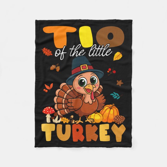 Tio Of The Little Turkey Thanksgiving Baby Shower  Fleece Blanket (Front)