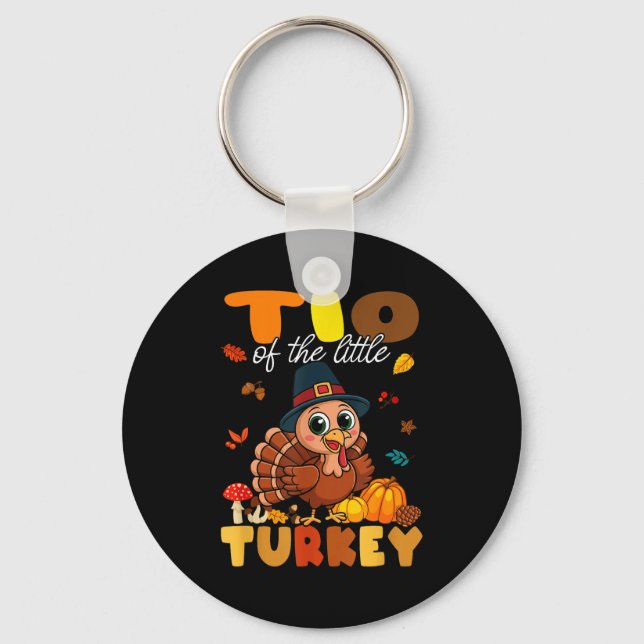 Tio Of The Little Turkey Thanksgiving Baby Shower  Key Ring (Front)