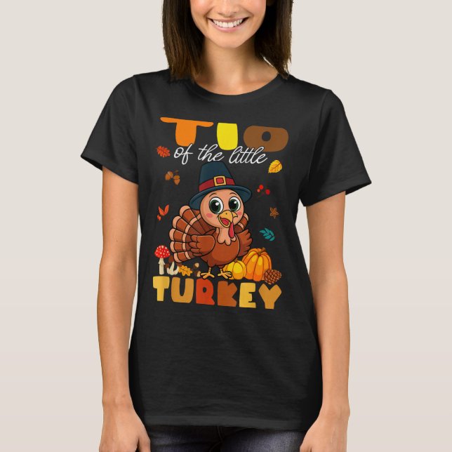 Tio Of The Little Turkey Thanksgiving Baby Shower  T-Shirt (Front)