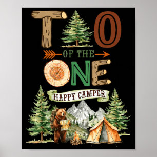 Tio of the one happy camper 1st birthday camping poster