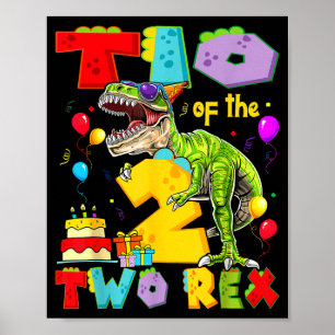 Tio of the two rex 2nd birthday boy dinosaur t-rex poster