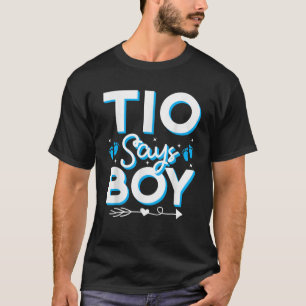 Tio Says Boy Gender Reveal Party Family Team Blue  T-Shirt