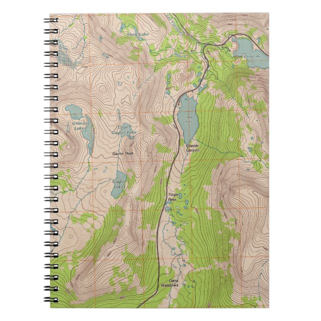 Tioga Pass, California Topographic Map Notebook (Front)