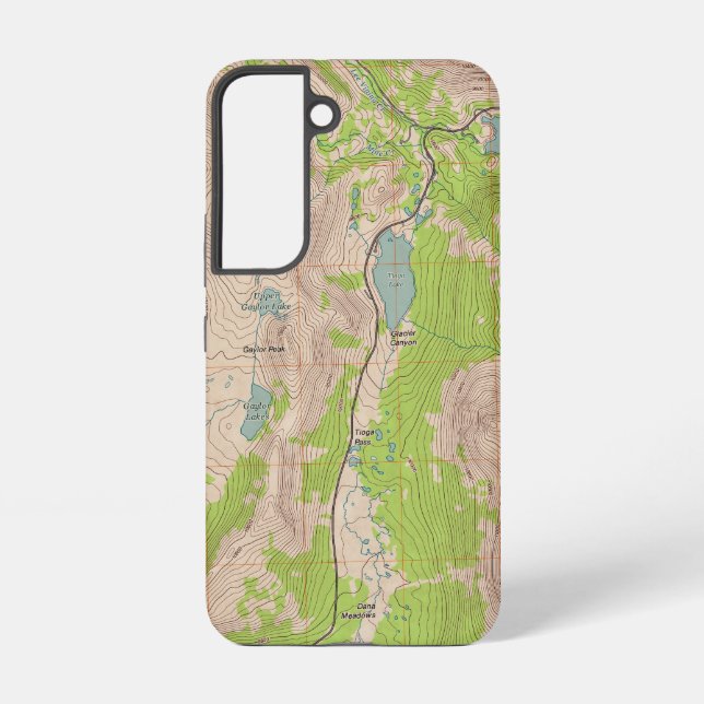 Tioga Pass, California Topographic Map Samsung Galaxy S22 Case (Back)