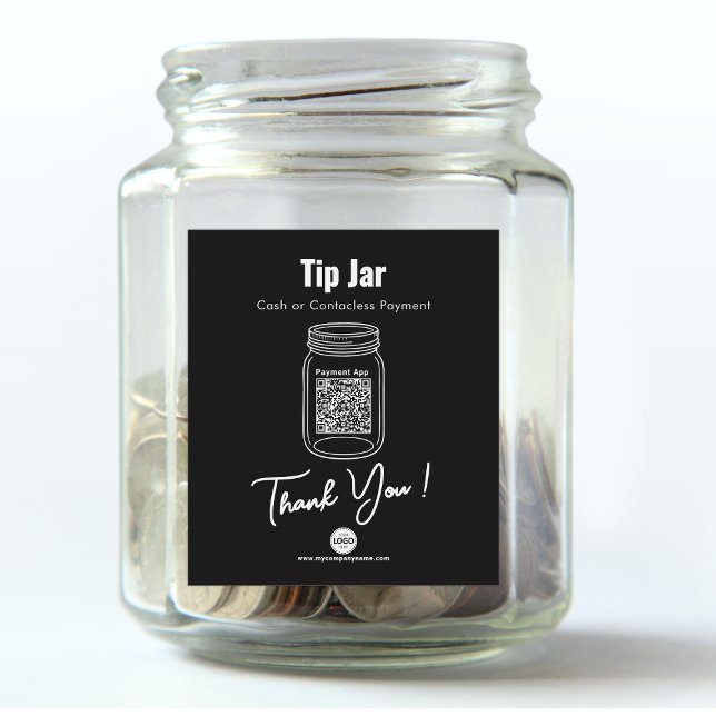 Tip Jar, Custom QR Code Payment App, Black  Wine Label (Creator Uploaded)