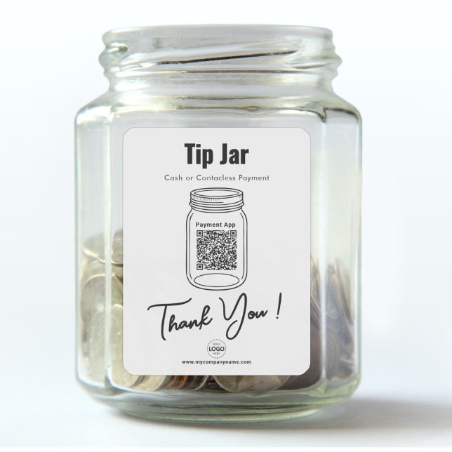 Tip Jar, Custom QR Code Payment App, White Vinyl (Creator Uploaded)