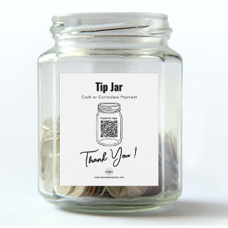 Tip Jar, Custom QR Code Payment App, White Wine Label