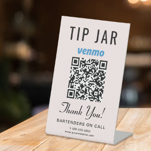 Tip Jar Venmo QR Code Pink Pedestal Sign