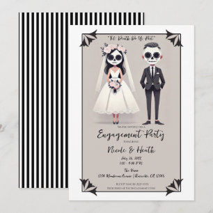 Tip Toe Sugar Skull Bride & Groom Engagement Party Invitation