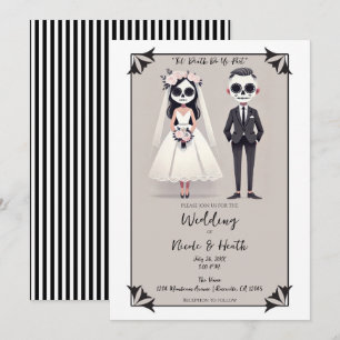 Tip Toe Sugar Skull Bride & Groom Wedding Invitation