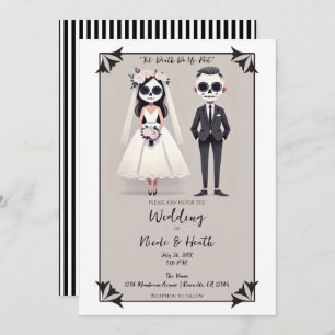 Tip Toe Sugar Skull Bride & Groom Wedding Invitation