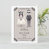 Tip Toe Sugar Skull Bride & Groom Wedding Invitation (Standing Front)