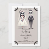 Tip Toe Sugar Skull Bride & Groom Wedding Invitation (Front)