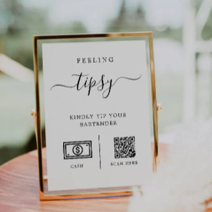 Tip Your Bartender Sign, Wedding Bar Tip Sign  Invitation