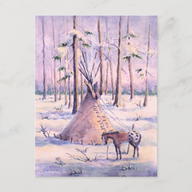 TIPI, APPY & SNOW by SHARON SHARPE Postcard (Front)