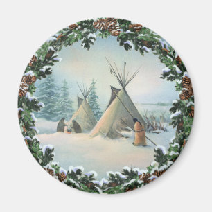 TIPI CAMP SQUAW & BOUGHS by SHARON SHARPE Magnet