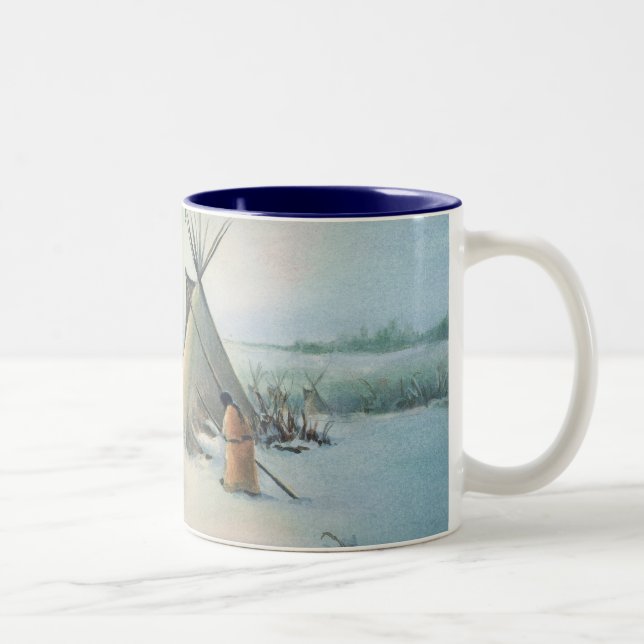 TIPI CAMP SQUAW by SHARON SHARPE Two-Tone Coffee Mug (Right)
