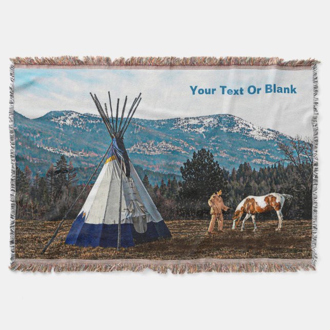 Tipi - Winter Camp Throw Blanket (Front)