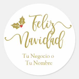 Tipography Design Merry Golden and Red Christmas Classic Round Sticker