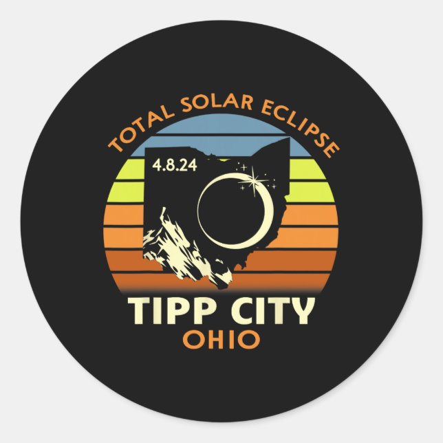 Tipp City Ohio Total Solar Eclipse 2024  Classic Round Sticker (Front)