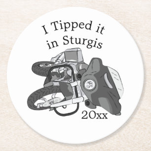 Tipped it Motorcycle Bike Round Paper Coaster