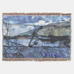 Tipping Point - Skate-boarder Outdoor Sports Throw Blanket