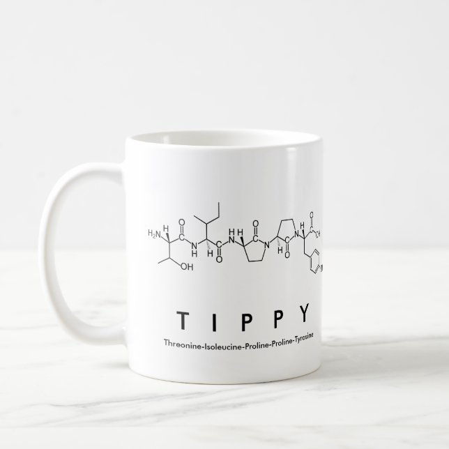 Tippy peptide name mug (Left)