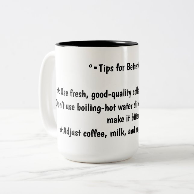 Tips for coffee Two-Tone coffee mug (Front Left)