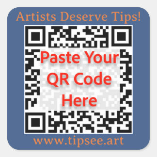 TipSee Member Custom QR sticker, blue background,  Square Sticker