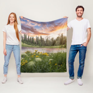 Tipsoo Lake of Mt.Rainier Fleece Blanket