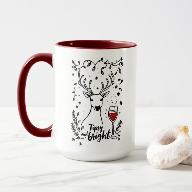Tipsy and Bright Deer  Mug (With Donut)