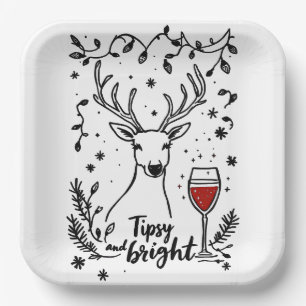Tipsy and Bright Deer Paper Plate