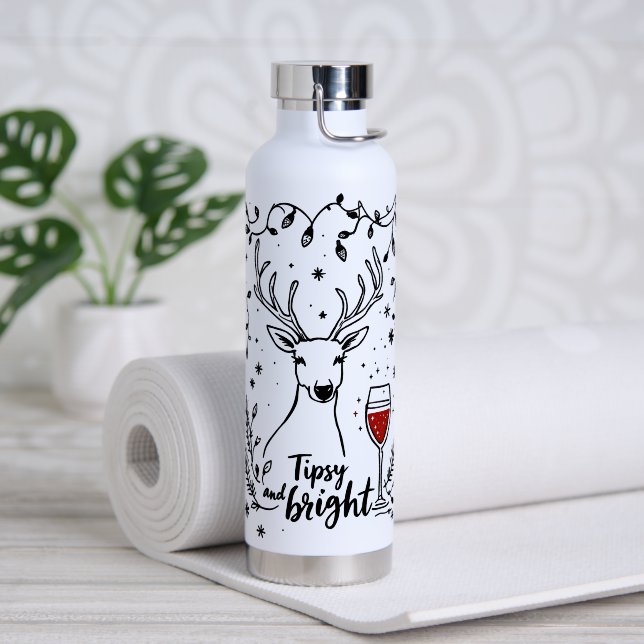 Tipsy and Bright Deer  Water Bottle (Yoga (Rotated))