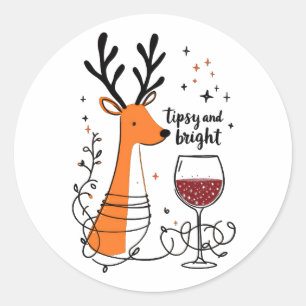 Tipsy and Bright Reindeer  Classic Round Sticker